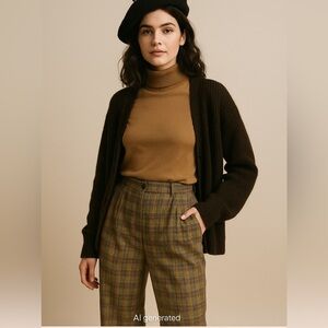 Delmod Plaid Wool Trousers St. Peters Germany 99% Virgin Wool Sz 12/44/42